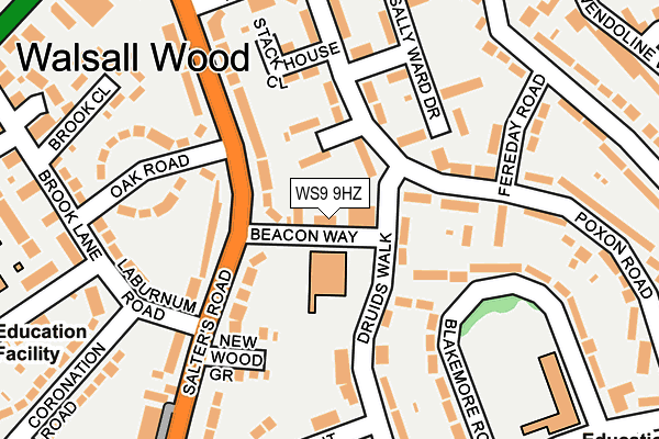 WS9 9HZ map - OS OpenMap – Local (Ordnance Survey) WS9 9HZ map - OS OpenMap – Local (Ordnance Survey)