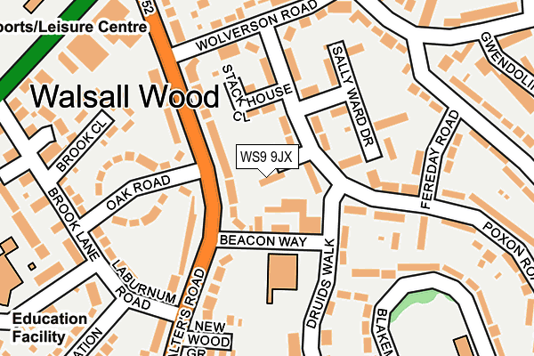 WS9 9JX map - OS OpenMap – Local (Ordnance Survey) WS9 9JX map - OS OpenMap – Local (Ordnance Survey)