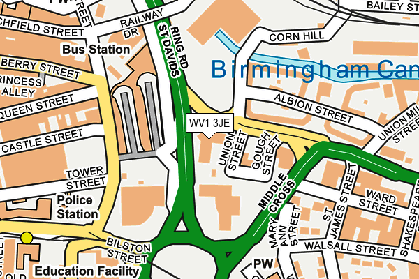 WV1 3JE map - OS OpenMap – Local (Ordnance Survey)