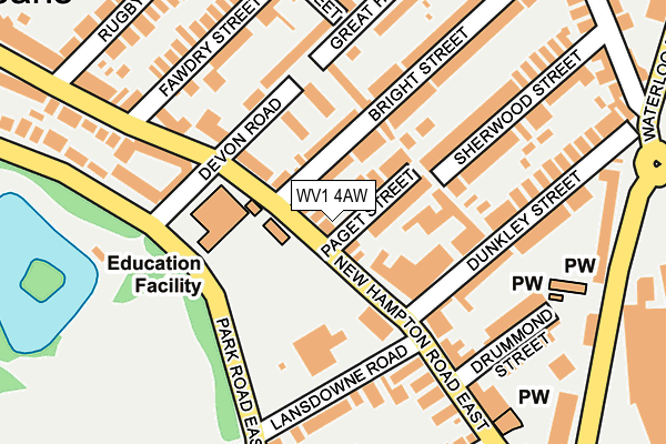 WV1 4AW map - OS OpenMap – Local (Ordnance Survey) WV1 4AW map - OS OpenMap – Local (Ordnance Survey)