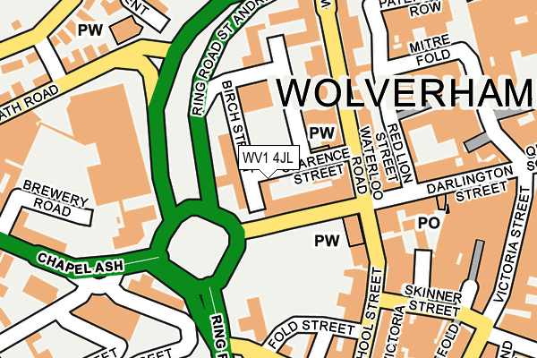 WV1 4JL map - OS OpenMap – Local (Ordnance Survey) WV1 4JL map - OS OpenMap – Local (Ordnance Survey)