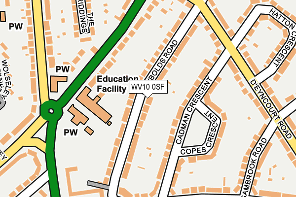 WV10 0SF map - OS OpenMap – Local (Ordnance Survey) WV10 0SF map - OS OpenMap – Local (Ordnance Survey)