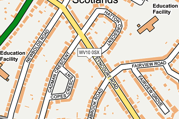 WV10 0SX map - OS OpenMap – Local (Ordnance Survey) WV10 0SX map - OS OpenMap – Local (Ordnance Survey)