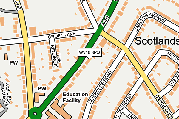 WV10 8PQ map - OS OpenMap – Local (Ordnance Survey) WV10 8PQ map - OS OpenMap – Local (Ordnance Survey)