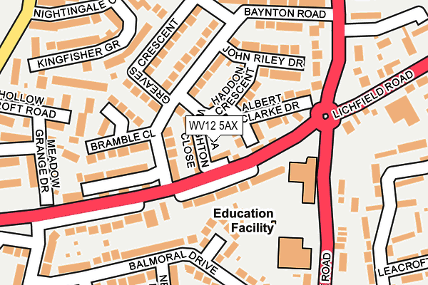 WV12 5AX map - OS OpenMap – Local (Ordnance Survey) WV12 5AX map - OS OpenMap – Local (Ordnance Survey)