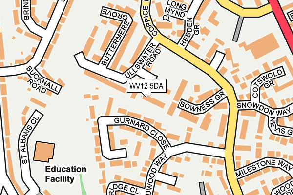 WV12 5DA map - OS OpenMap – Local (Ordnance Survey) WV12 5DA map - OS OpenMap – Local (Ordnance Survey)