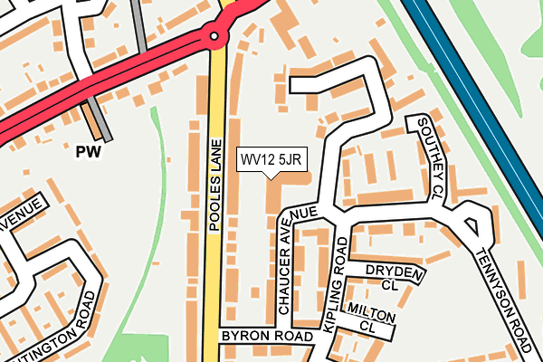 WV12 5JR map - OS OpenMap – Local (Ordnance Survey) WV12 5JR map - OS OpenMap – Local (Ordnance Survey)