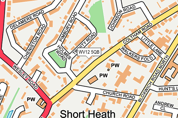 WV12 5QB map - OS OpenMap – Local (Ordnance Survey) WV12 5QB map - OS OpenMap – Local (Ordnance Survey)