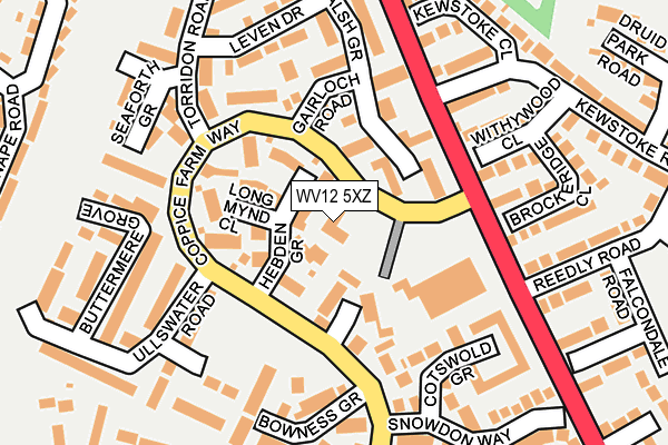 WV12 5XZ map - OS OpenMap – Local (Ordnance Survey) WV12 5XZ map - OS OpenMap – Local (Ordnance Survey)
