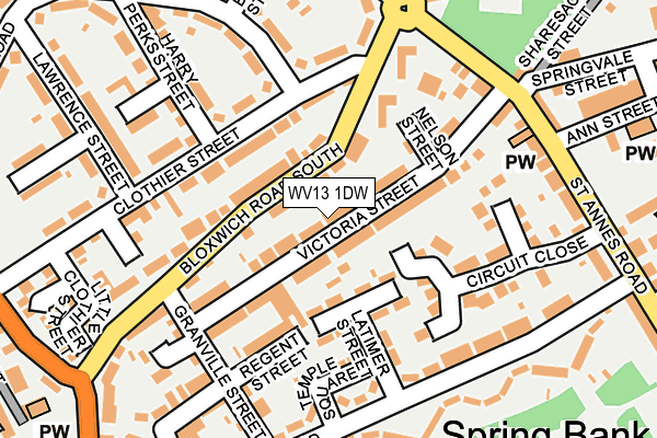 WV13 1DW map - OS OpenMap – Local (Ordnance Survey) WV13 1DW map - OS OpenMap – Local (Ordnance Survey)