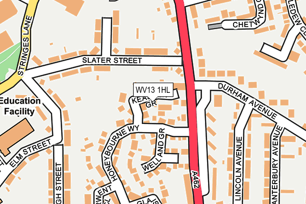 WV13 1HL map - OS OpenMap – Local (Ordnance Survey) WV13 1HL map - OS OpenMap – Local (Ordnance Survey)