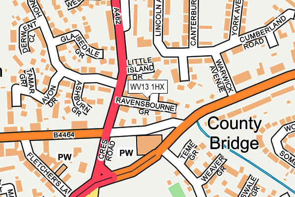 WV13 1HX map - OS OpenMap – Local (Ordnance Survey)