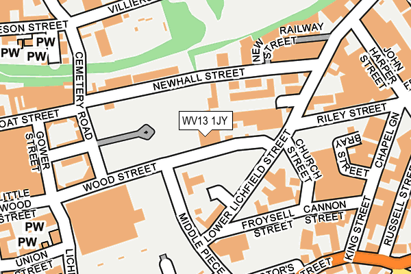 WV13 1JY map - OS OpenMap – Local (Ordnance Survey) WV13 1JY map - OS OpenMap – Local (Ordnance Survey)