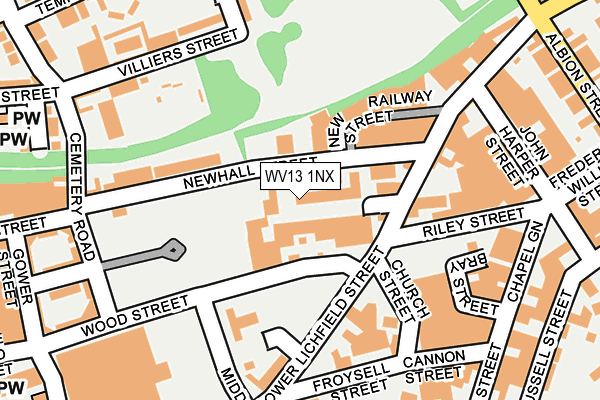 WV13 1NX map - OS OpenMap – Local (Ordnance Survey) WV13 1NX map - OS OpenMap – Local (Ordnance Survey)