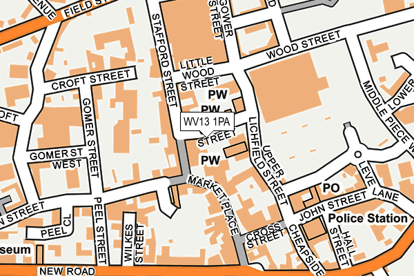 WV13 1PA map - OS OpenMap – Local (Ordnance Survey) WV13 1PA map - OS OpenMap – Local (Ordnance Survey)