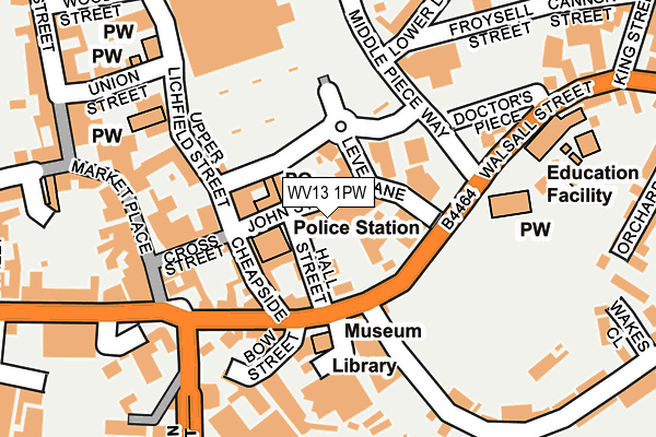 WV13 1PW map - OS OpenMap – Local (Ordnance Survey) WV13 1PW map - OS OpenMap – Local (Ordnance Survey)