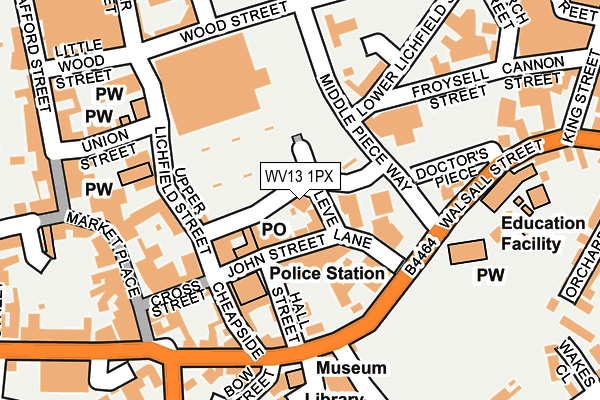 WV13 1PX map - OS OpenMap – Local (Ordnance Survey) WV13 1PX map - OS OpenMap – Local (Ordnance Survey)