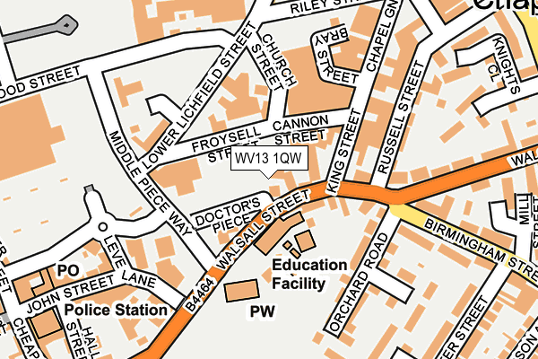 WV13 1QW map - OS OpenMap – Local (Ordnance Survey) WV13 1QW map - OS OpenMap – Local (Ordnance Survey)