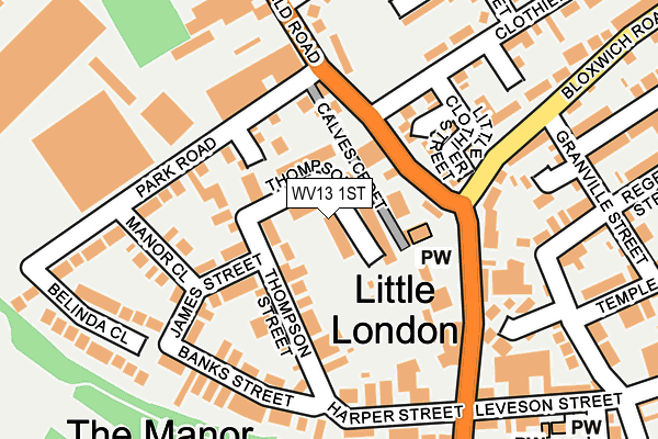 WV13 1ST map - OS OpenMap – Local (Ordnance Survey) WV13 1ST map - OS OpenMap – Local (Ordnance Survey)