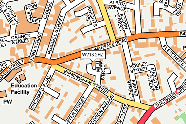 WV13 2HZ map - OS OpenMap – Local (Ordnance Survey) WV13 2HZ map - OS OpenMap – Local (Ordnance Survey)