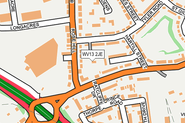 WV13 2JE map - OS OpenMap – Local (Ordnance Survey) WV13 2JE map - OS OpenMap – Local (Ordnance Survey)