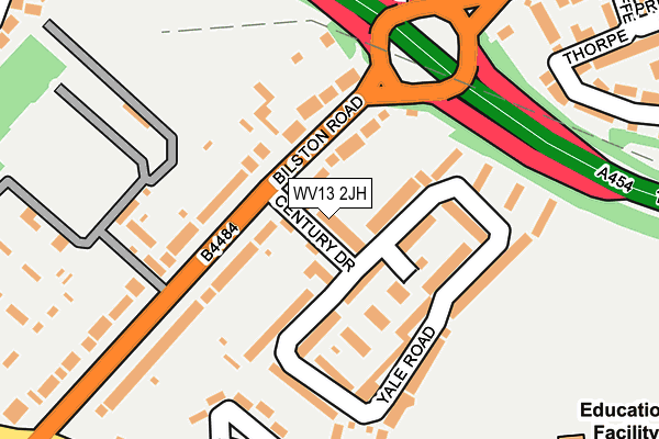 WV13 2JH map - OS OpenMap – Local (Ordnance Survey) WV13 2JH map - OS OpenMap – Local (Ordnance Survey)