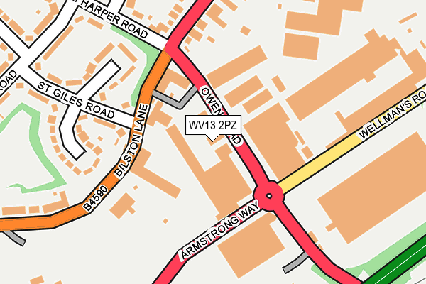 WV13 2PZ map - OS OpenMap – Local (Ordnance Survey) WV13 2PZ map - OS OpenMap – Local (Ordnance Survey)