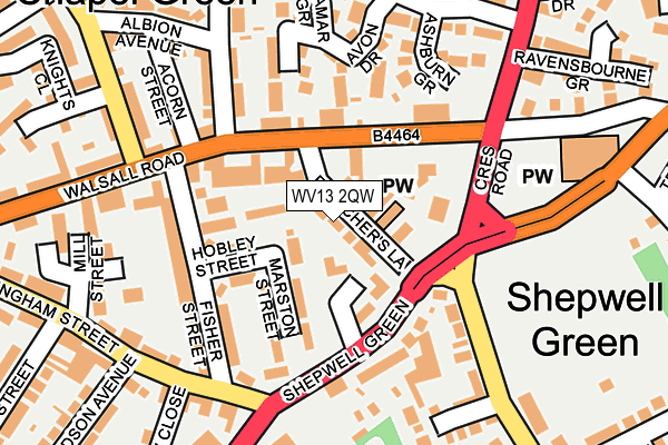 WV13 2QW map - OS OpenMap – Local (Ordnance Survey) WV13 2QW map - OS OpenMap – Local (Ordnance Survey)