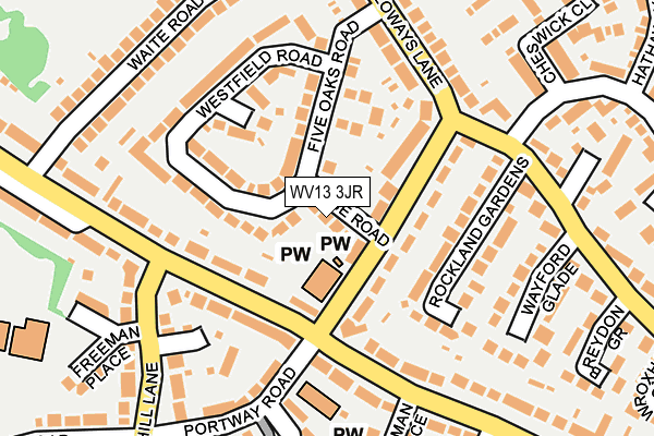 WV13 3JR map - OS OpenMap – Local (Ordnance Survey) WV13 3JR map - OS OpenMap – Local (Ordnance Survey)
