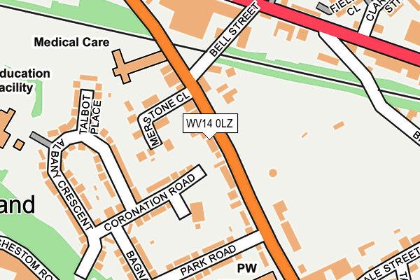 WV14 0LZ map - OS OpenMap – Local (Ordnance Survey) WV14 0LZ map - OS OpenMap – Local (Ordnance Survey)