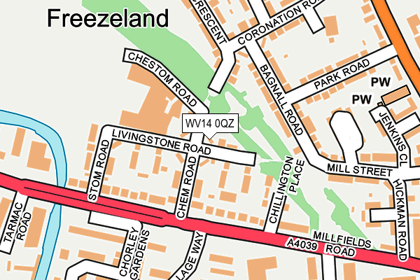 WV14 0QZ map - OS OpenMap – Local (Ordnance Survey) WV14 0QZ map - OS OpenMap – Local (Ordnance Survey)