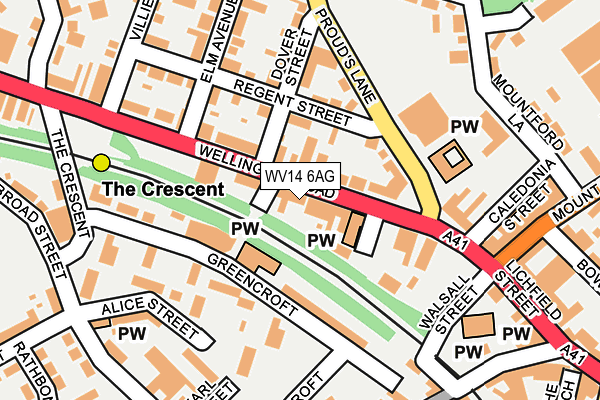 WV14 6AG map - OS OpenMap – Local (Ordnance Survey) WV14 6AG map - OS OpenMap – Local (Ordnance Survey)