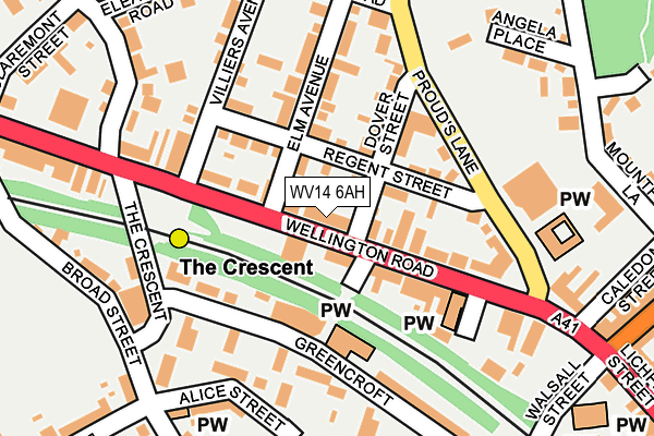 WV14 6AH map - OS OpenMap – Local (Ordnance Survey) WV14 6AH map - OS OpenMap – Local (Ordnance Survey)