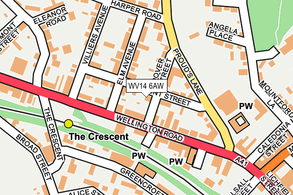 WV14 6AW map - OS OpenMap – Local (Ordnance Survey) WV14 6AW map - OS OpenMap – Local (Ordnance Survey)