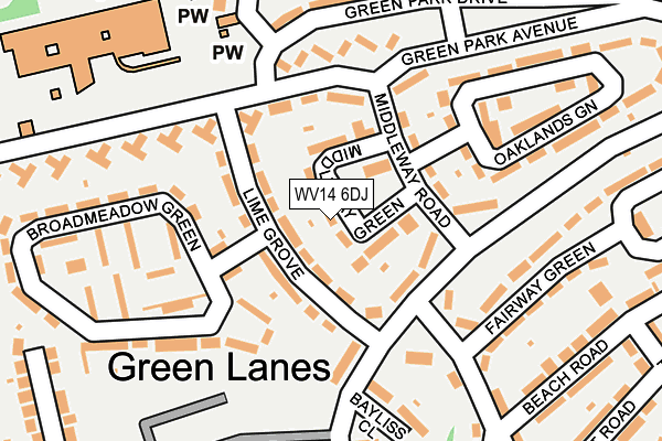 WV14 6DJ map - OS OpenMap – Local (Ordnance Survey) WV14 6DJ map - OS OpenMap – Local (Ordnance Survey)