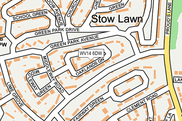 WV14 6DW map - OS OpenMap – Local (Ordnance Survey) WV14 6DW map - OS OpenMap – Local (Ordnance Survey)