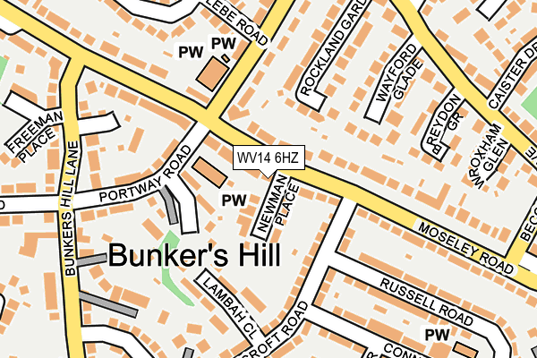 WV14 6HZ map - OS OpenMap – Local (Ordnance Survey)