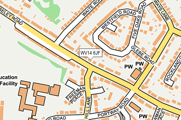 WV14 6JF map - OS OpenMap – Local (Ordnance Survey) WV14 6JF map - OS OpenMap – Local (Ordnance Survey)