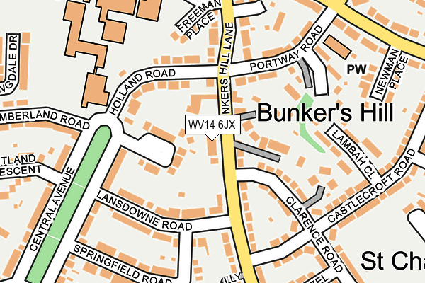 WV14 6JX map - OS OpenMap – Local (Ordnance Survey)