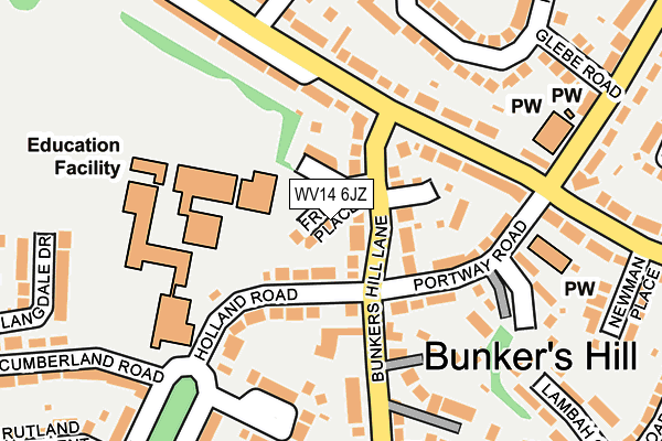 WV14 6JZ map - OS OpenMap – Local (Ordnance Survey)
