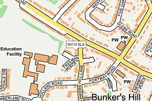 WV14 6LA map - OS OpenMap – Local (Ordnance Survey) WV14 6LA map - OS OpenMap – Local (Ordnance Survey)