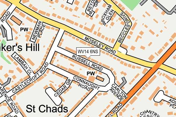 WV14 6NS map - OS OpenMap – Local (Ordnance Survey) WV14 6NS map - OS OpenMap – Local (Ordnance Survey)