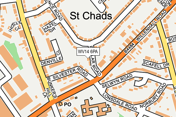 WV14 6PA map - OS OpenMap – Local (Ordnance Survey) WV14 6PA map - OS OpenMap – Local (Ordnance Survey)
