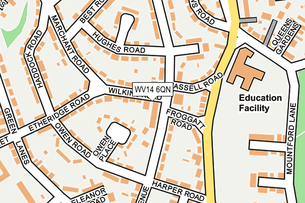 WV14 6QN map - OS OpenMap – Local (Ordnance Survey) WV14 6QN map - OS OpenMap – Local (Ordnance Survey)
