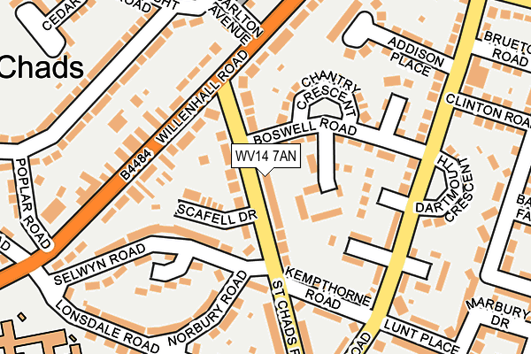 WV14 7AN map - OS OpenMap – Local (Ordnance Survey) WV14 7AN map - OS OpenMap – Local (Ordnance Survey)