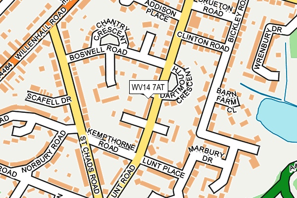 WV14 7AT map - OS OpenMap – Local (Ordnance Survey) WV14 7AT map - OS OpenMap – Local (Ordnance Survey)