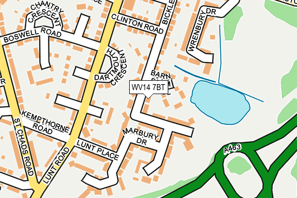 WV14 7BT map - OS OpenMap – Local (Ordnance Survey) WV14 7BT map - OS OpenMap – Local (Ordnance Survey)