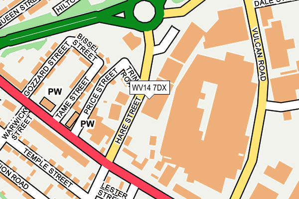 WV14 7DX map - OS OpenMap – Local (Ordnance Survey)
