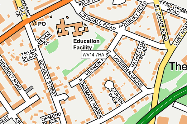 WV14 7HA map - OS OpenMap – Local (Ordnance Survey) WV14 7HA map - OS OpenMap – Local (Ordnance Survey)