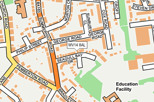 WV14 8AL map - OS OpenMap – Local (Ordnance Survey) WV14 8AL map - OS OpenMap – Local (Ordnance Survey)